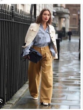 Boden Brompton Wide Leg Pleated Pants in Khaki